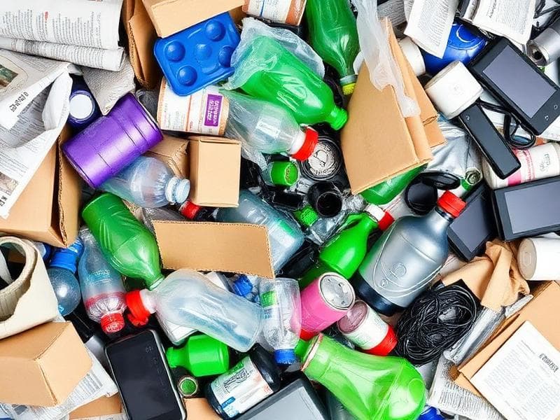 Different types of recyclable scrap items arranged neatly